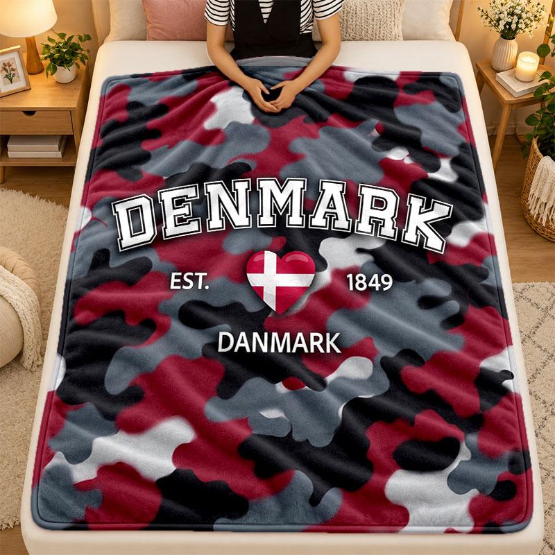 Flannel BlanketDenmark Football Warm Soft Throw Blanket for Indoor Sofa Bed Living Room Use
