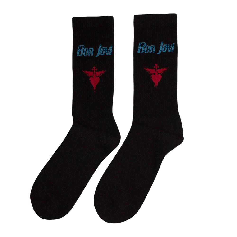 Bon Jovi Unisex Adult Dagger Heart Terrycloth Logo Socks