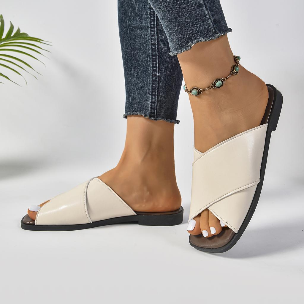 Summer 2025 Hollow Flat Bottomed Soft Bottom Toe Half Slippers for Women Korean Version Round Headed Lazy Slippers for Women Outdoor Sandals