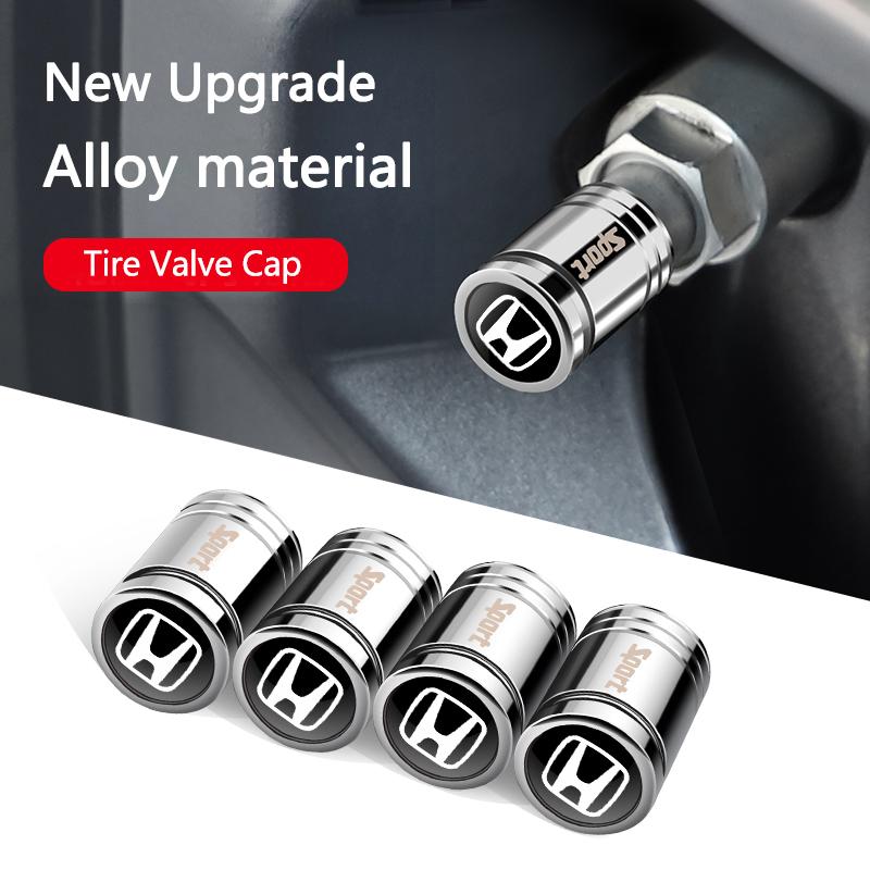Metallic New 4Pc Car Wheel Tire Valve Caps Air Stem Covers Accessorie For Honda Accord Odyssey CRV Jazz Pilot Civic City HRV CRX GI1