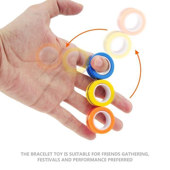 Finger Magnetic Rings Fidget Toy - Magnetic Bracelet Ring Decompress The Toy Accessory Tools (ORANGE)