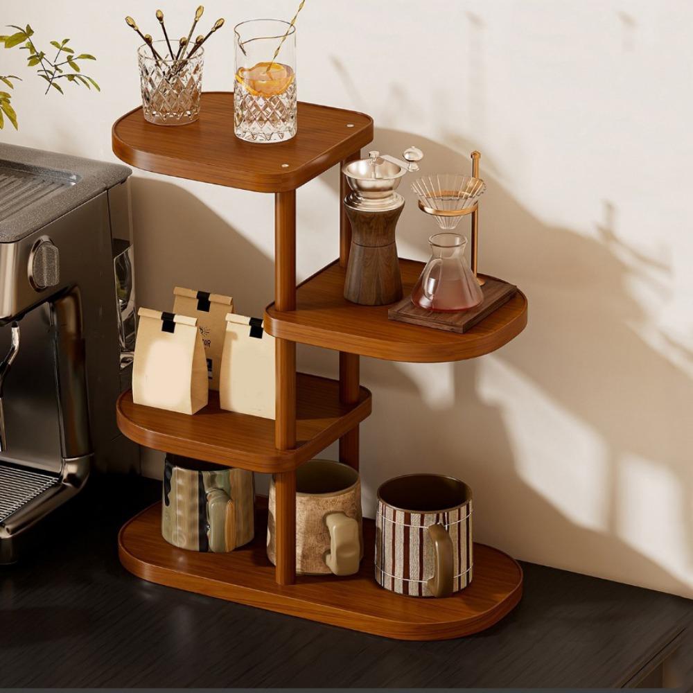 Large Capacity Cup Storage Rack Bamboo Seasoning Storage Rack Perfume Display Stand for Kitchen