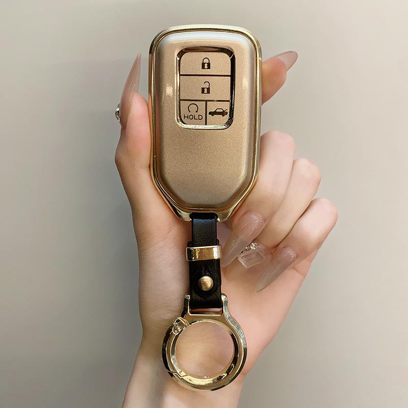 Honda Accord Gold Key Case - Compatible with XRV, 10th Gen, CRV, Fit, Lingpai, Binzhi, Xiangyu Models
