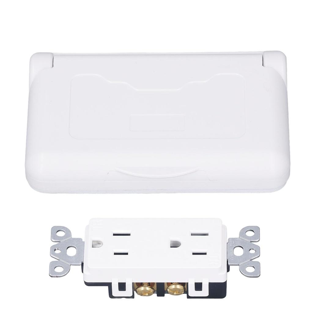 Elektrická zásuvka, nástěnná, větruodolná, venkovní zásuvka, dvojitá zásuvka, větruodolná, odolná proti povětrnostním vlivům, 15A 125VAC, nehořlavá, venkovní zásuvka pro obytné vozy