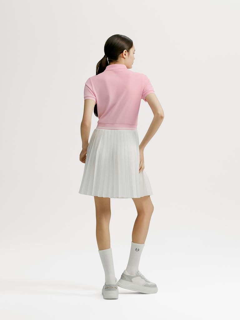 SERGIO TACCHINI W Goat Jersey Mix Pleated Collared Neck Short Sleeve Dress (L.Pink) (L.Pink)