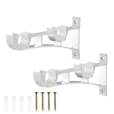 2pcs Curtain Rod Bracket Aluminum Alloy Heavy Duty Rust-Resistant Easy Install Double Holder For Living Room Bedroom Kitchen