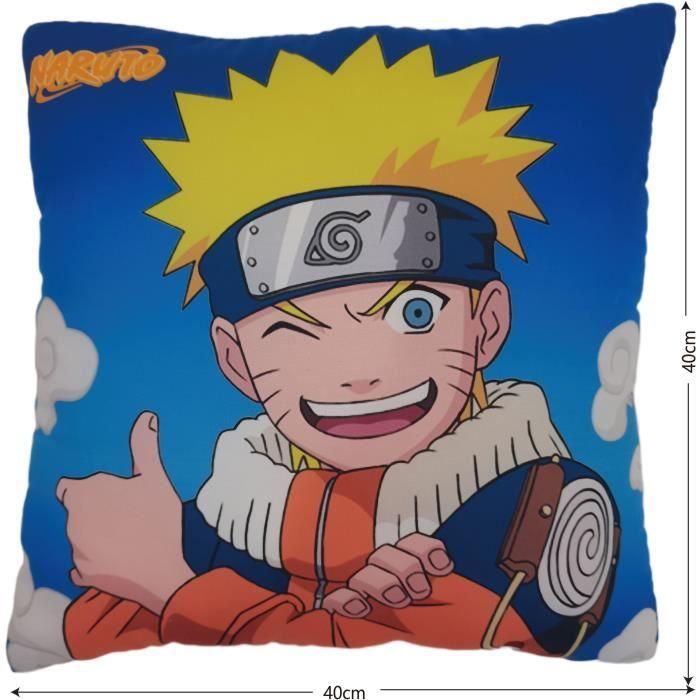 Coussin Double Face - Carré - NARUTO - Naruto Et Sasuke - Microfibre - 40 X 40 Cm