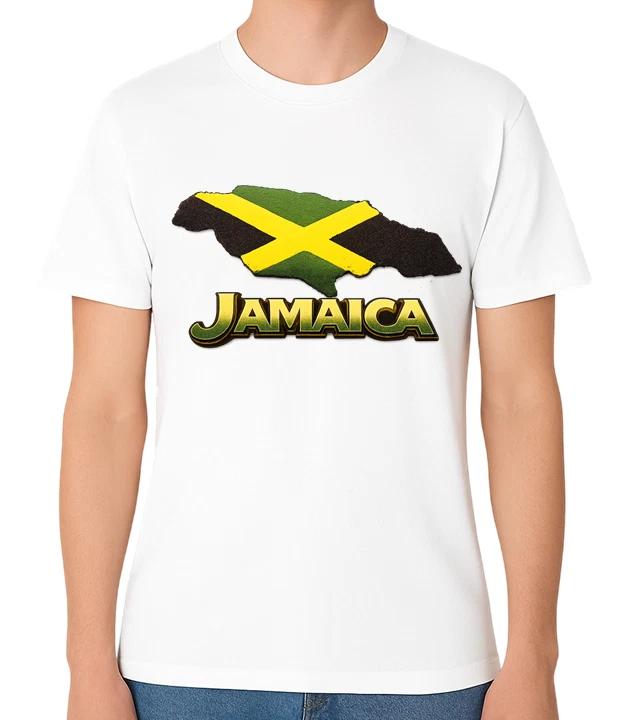 Jamaica Flag Map T-Shirt Caribbean Jamaican Pride Graphic Unisex Tee M