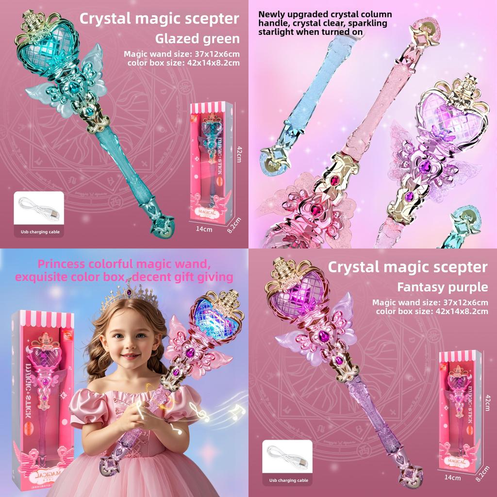 Girl Light Sound Crystal Magic Wand With Music And Flashing For Children Entertainment Play
