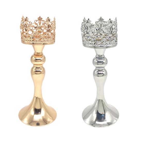 Huaqianguhh Candle Holder, European Style Crown Metal Candlestick, Decorative Holder for Dinner Room Table Centerpiece Mantel Wedding Party Decor