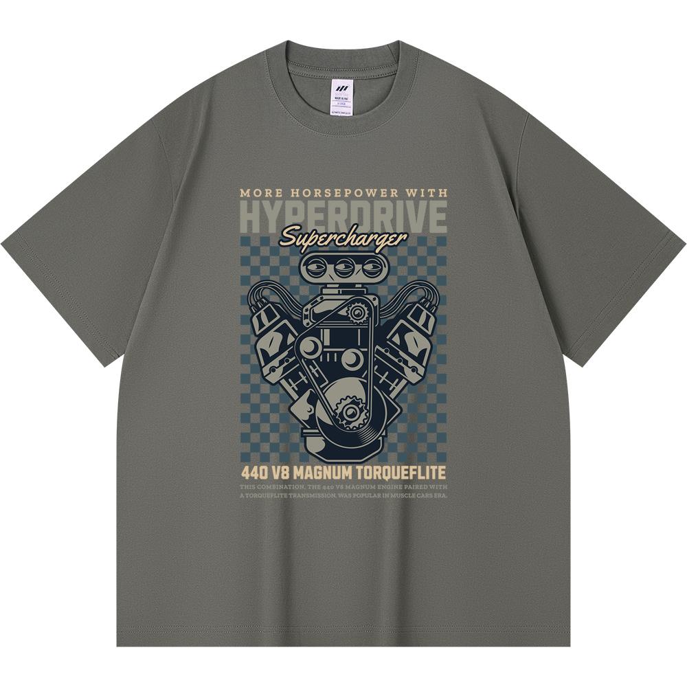 

230GSM 100% Cotton T-Shirt Hyperdrive Supercharger Print Tees Funny Harajuku Style Combed Cotton Tshirt XS абрикосовый