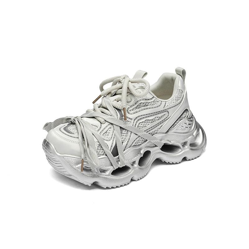 Augustine Silver Dad Shoes Women's 2025 New Autumn Platform Casual Sports Shoes Show Feet Small Running Shoes