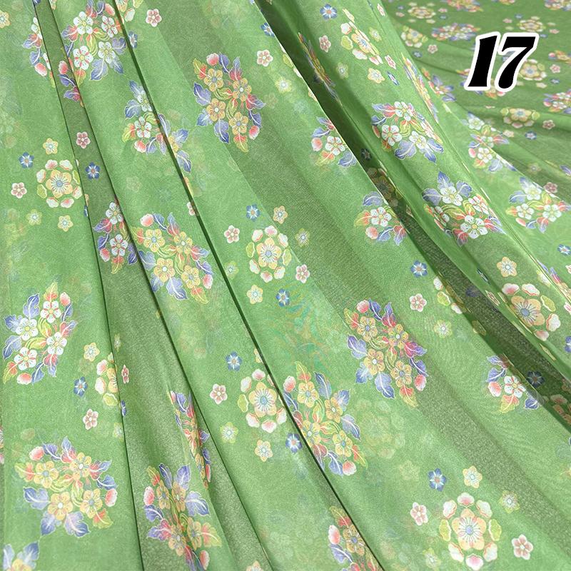 100*150cm Tecido Chiffon Floral Estilo Chinês Grupo de Chá Estampa Floral Tecido DIY Vestido Hanfu Fantasia de Dança de Casamento Decoração