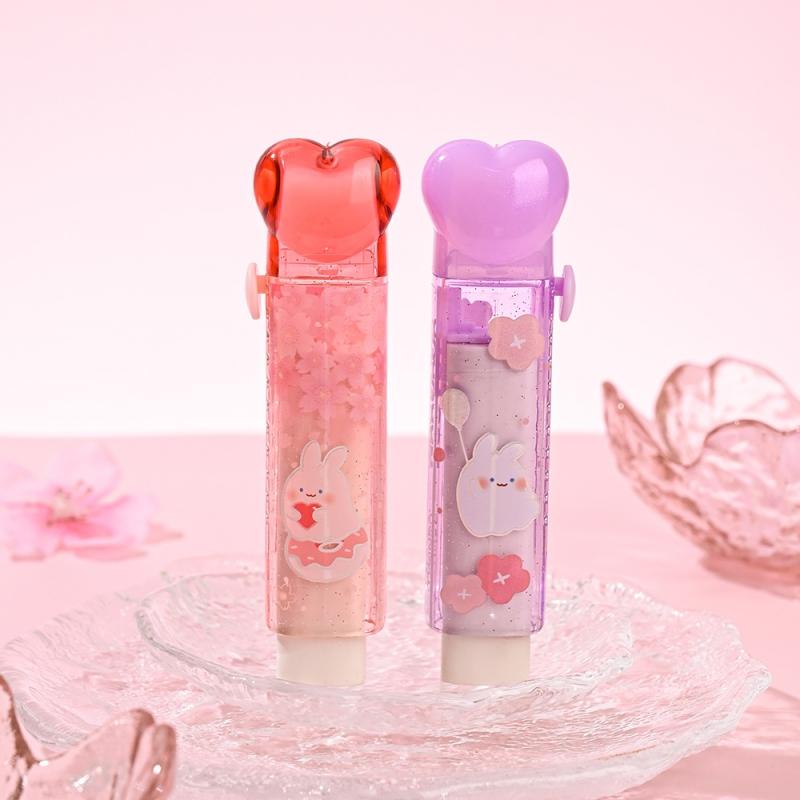 4pcs Retractable Pencil Erasers, BoYoYo Rabbit & Flower series Sliding Type, for Correcting Back to School Student Kids