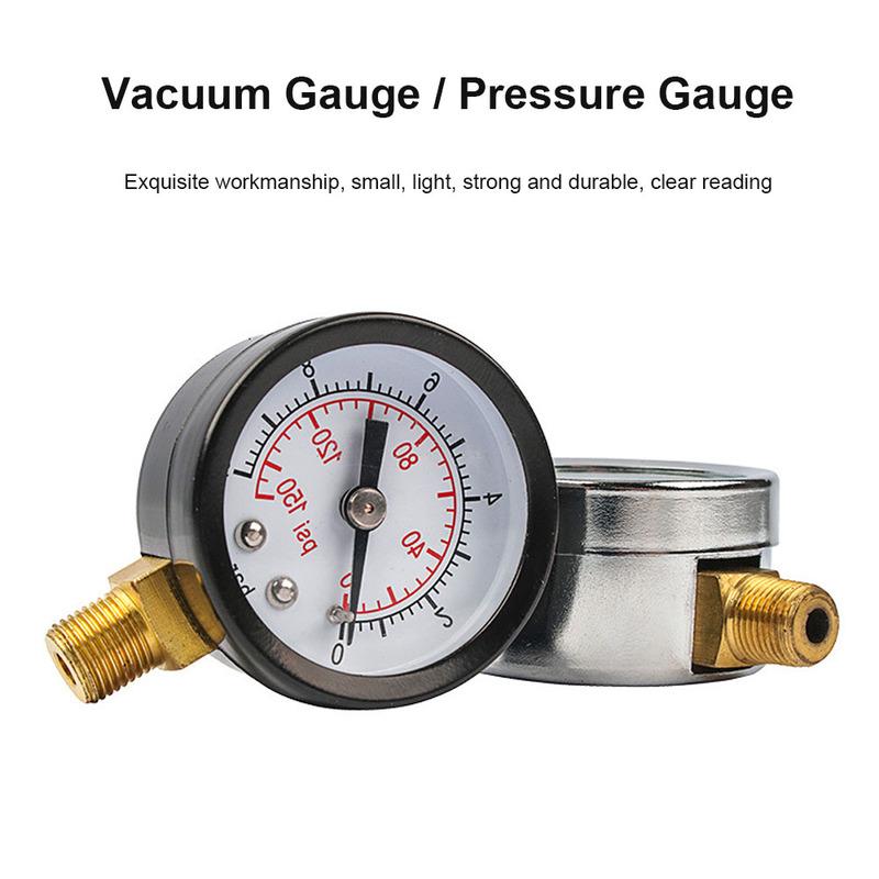 -0.1~0 MPa Vacuum Pressure Gauge 1/8 Inch NPT 0-150psi Pressure Gauge for Air Pump Oil Water Separator Filter Pneumatic Tools