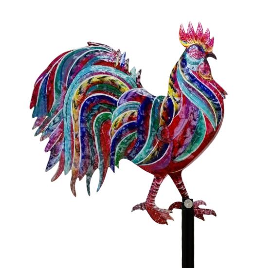 Metal Rooster Statues Waterproof Chicken Sculpture Metal Garden Deco Outdoor Yard Ornament