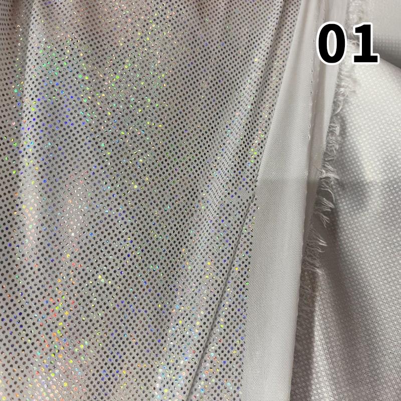 

1*1.5М 2025 Новая Блестящая Лазерная Точка Флок Эластичная Ткань Высокая Растяжимость Вязание для Костюма Сценический Декор Диван Рюкзак DIY Поделки 1X1.5M