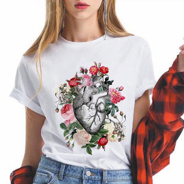 

New Butterfly Print Women T-Shirt Butterfly Printed Top Female Tshirt Harjauku Fashion Loose Casual O-Neck Lady Tee Tops Clothes XL білий