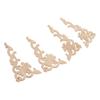 4Pcs Wood Corner Applique Decorative Carved Corner Onlay Applique for Cabinet Door Bed Wardrobe Furniture Decoration