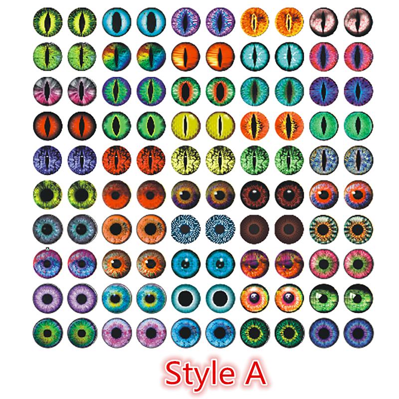 

100pcs 50 pairs Dragon Eyes Cat Eye Toys Hot Sale 6mm 8mm 10mm 12mm Handmade Photo Glass Cabochons DIY Making Accessories 6mm 100pcs