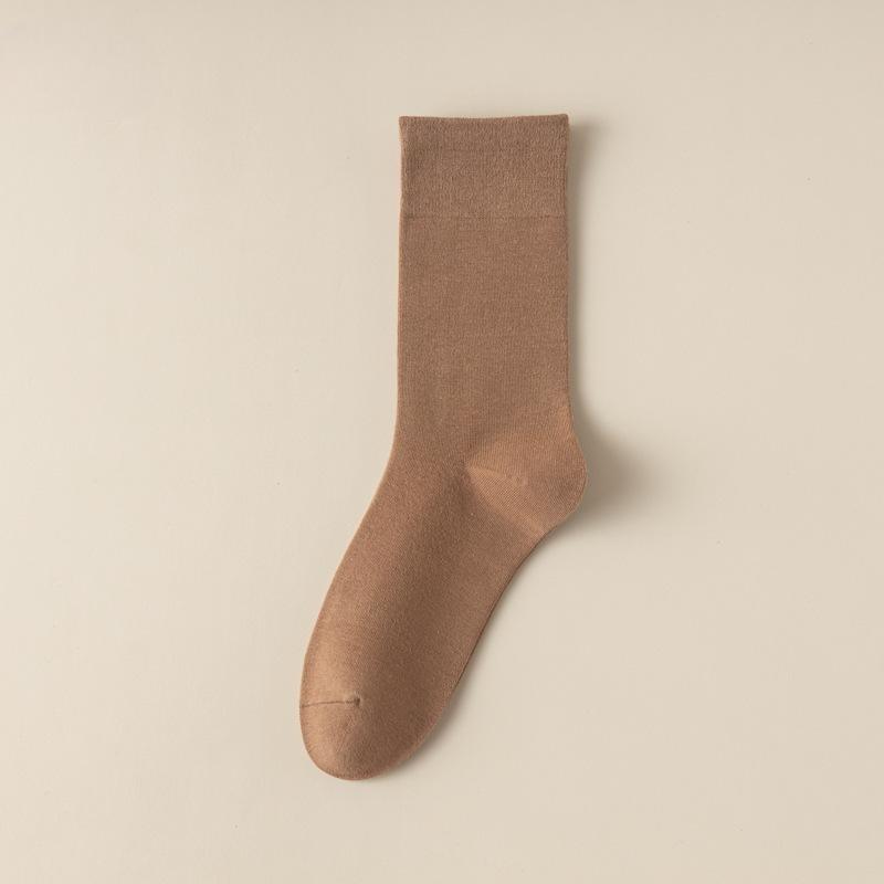 Women's Cotton Socks Solid Color Mid-tube Socks Versatile Pile Socks No Heel Fall Off Women's Socks