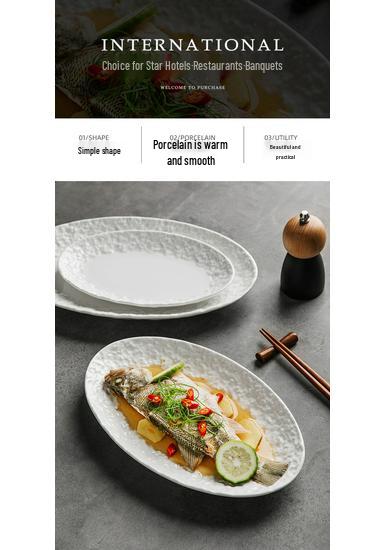 Fish-Shaped Ceramic Plate for Steamed Fish and Sushi