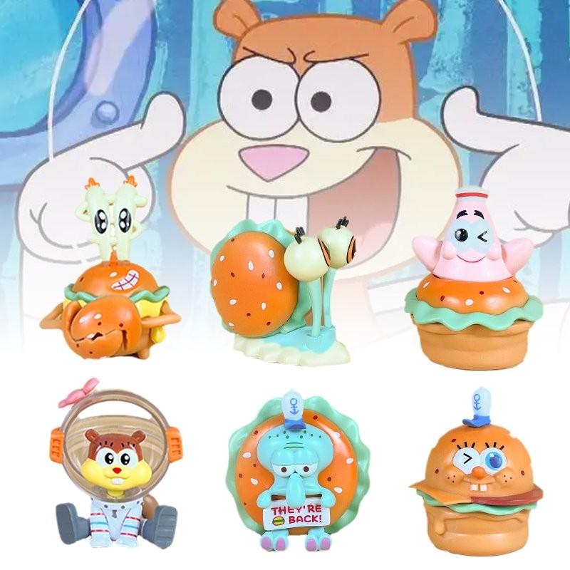 Adorável Conjunto de Figuras de PVC de Armadilha de Caranguejo do Bob Esponja Calça Quadrada Para Decorações de Festa de Aniversário