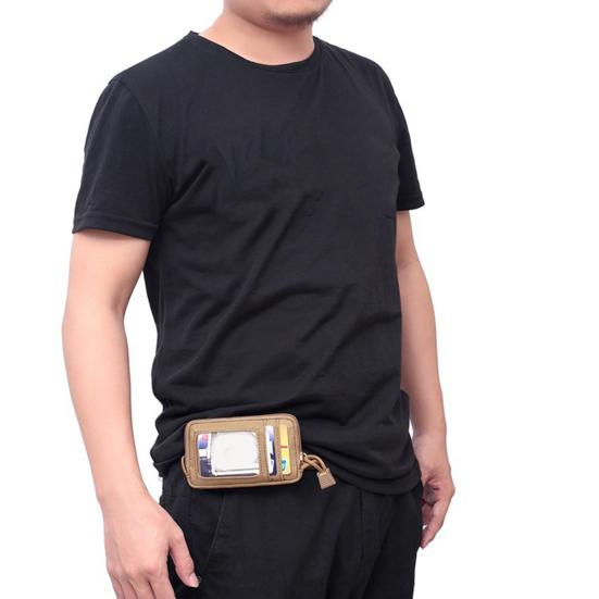 Portable Waist Bag with Clear Card Holder Waterproof Multifunction Hanging EDC Tools Coin Keys Storage Pouch Outdoor Camping Hiking Accessories