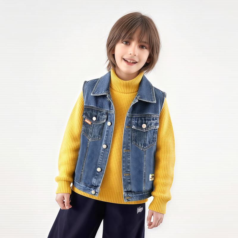 Xiaohu Patty Boys' Bear Embroidered Denim Vest