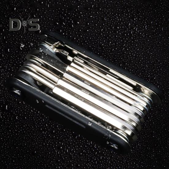 Bike Repair Kits 16-in-1 Bicycle Multi-tool with Tire Levers Hex Spoke Wrench Foldable Multi-Functional Accessories Set for Road Mountain Bike