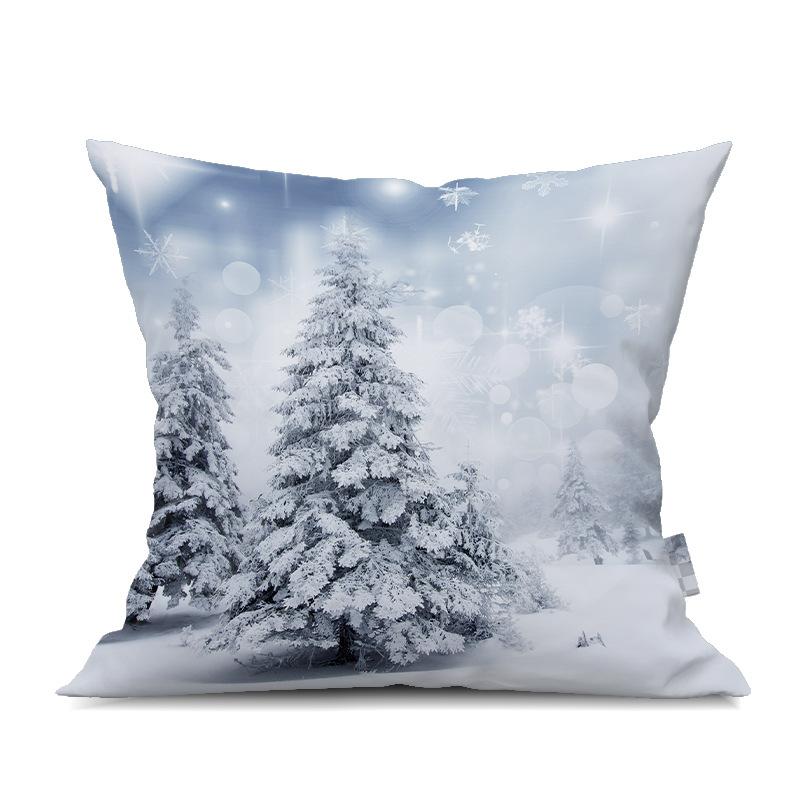 2022 New Christmas Snowman Peach Skin Pillow Case Cute Cartoon Waist Pad Back  Home Decoration
