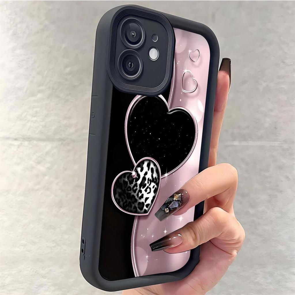 Pink & Black Heart Groove iPhone 15/16/17 Pro Max Case