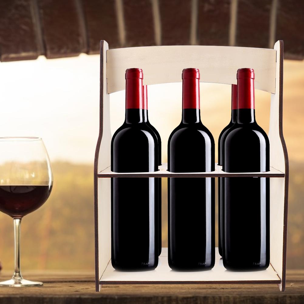 

Wooden 6 Holes Beer Red Wine Dispenser Bottle Storage Rack Holder Shelf Storage Organizer for Bar