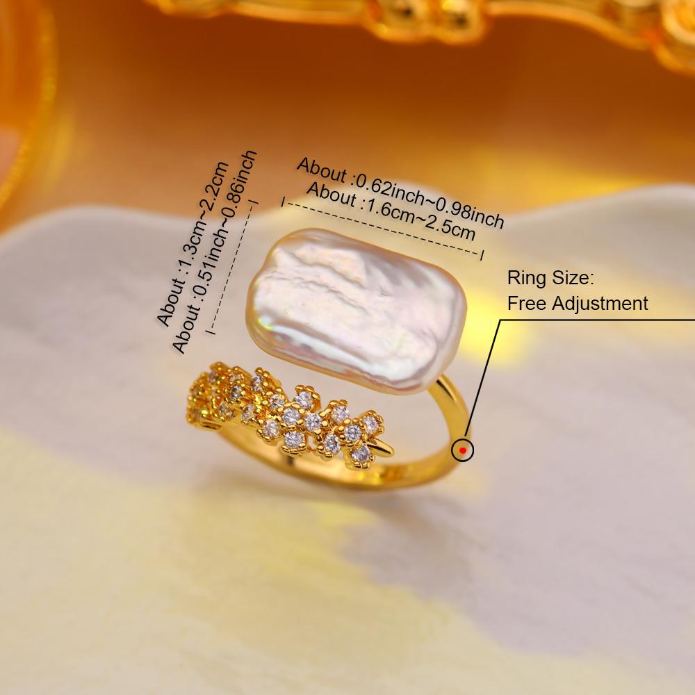 SENIKO 12-16mm Natürliche Süßwasser Perle Ringe Für Frauen Mode Weibliche Zirkonia CZ Ring Perle Schmuck Einstellbare ring