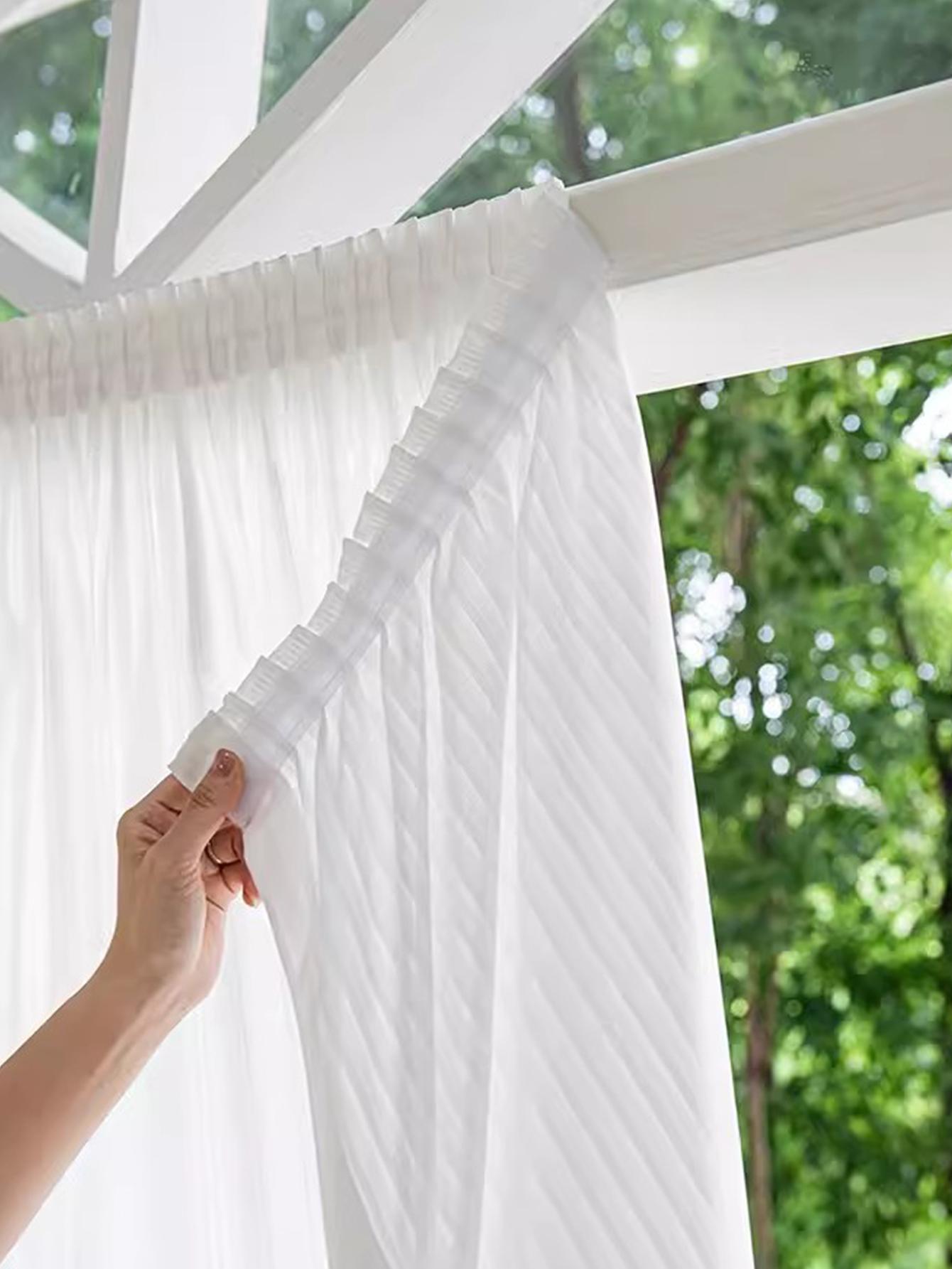 Niet-geperforeerde klittenbandgordijnen voor eenvoudige installatie, geschikt voor slaapkamers, keukens, woonkamers 1pc W130xL100cm&Velcro wit