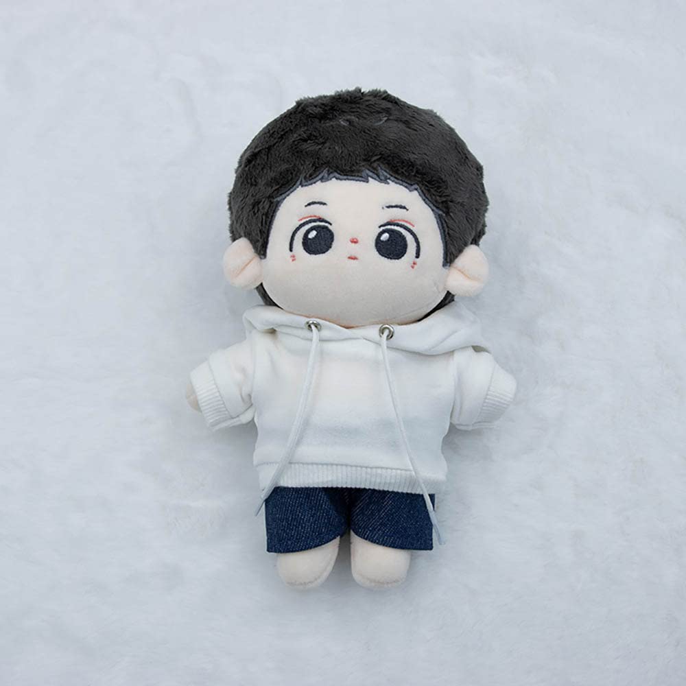 Niannyyhouse 10cm Plush Clothes Hoodie Jeans Cotton Doll Clothes Dress Up (White)