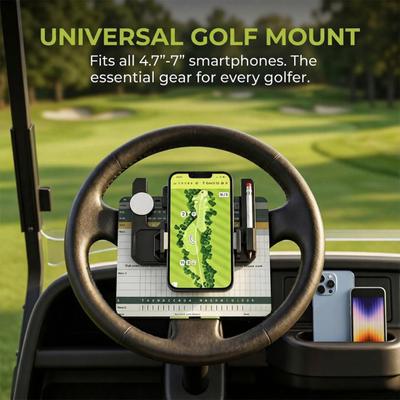 1/2Pcs Golf Cart Steering Wheel Phone Holder, Flip-Up Cell Phone Mount with Pencil Slot, Ball Marker Storage, Universal Golf Cart Accessories