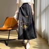 High Waist Retro Chinese Jacquard Mamian Skirt with Embroidery and Elastic Waist