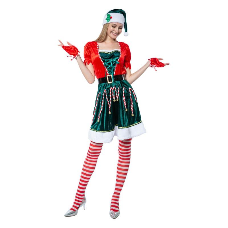 2020 New Sexy Christmas Women's Clothing 5-piece Women's Skirt Christmas Elf Atmosphere Holiday Party Performance Clothing