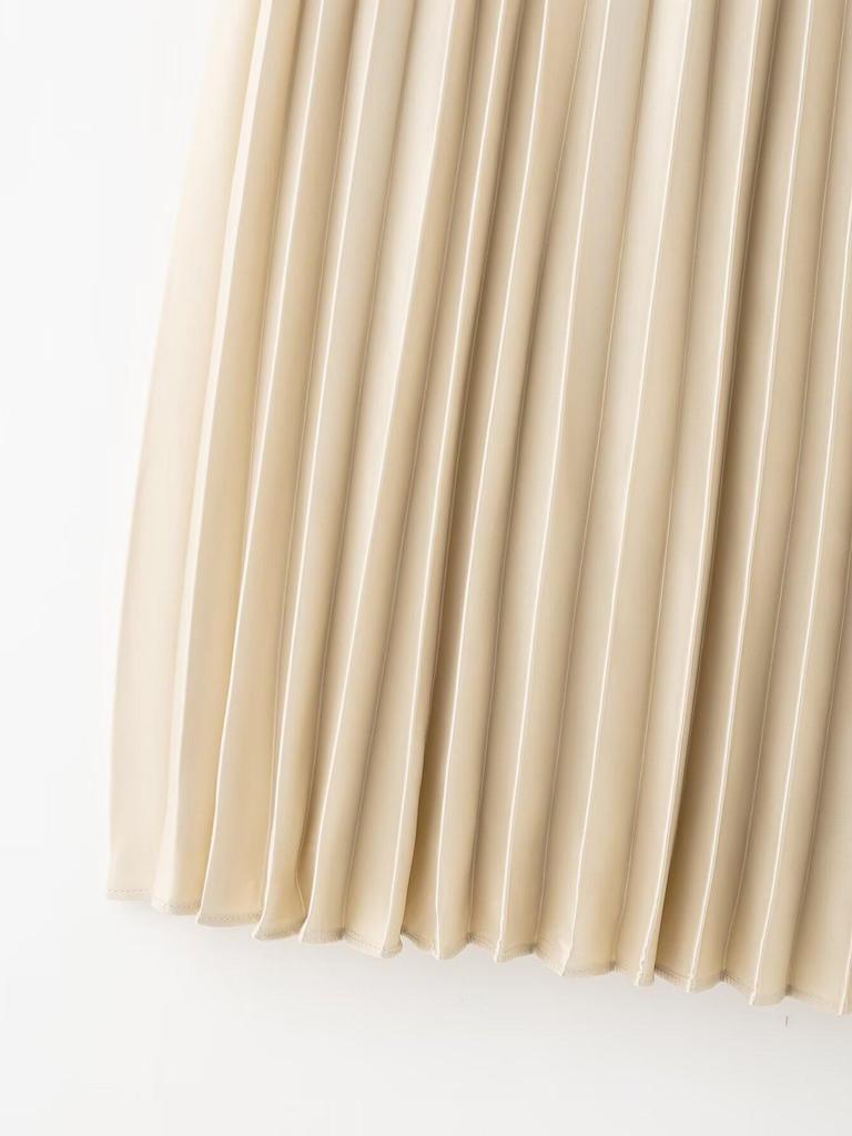 2025 Women's Spring/Summer European & American Style Mid-Waist Solid Color Midi Skirt