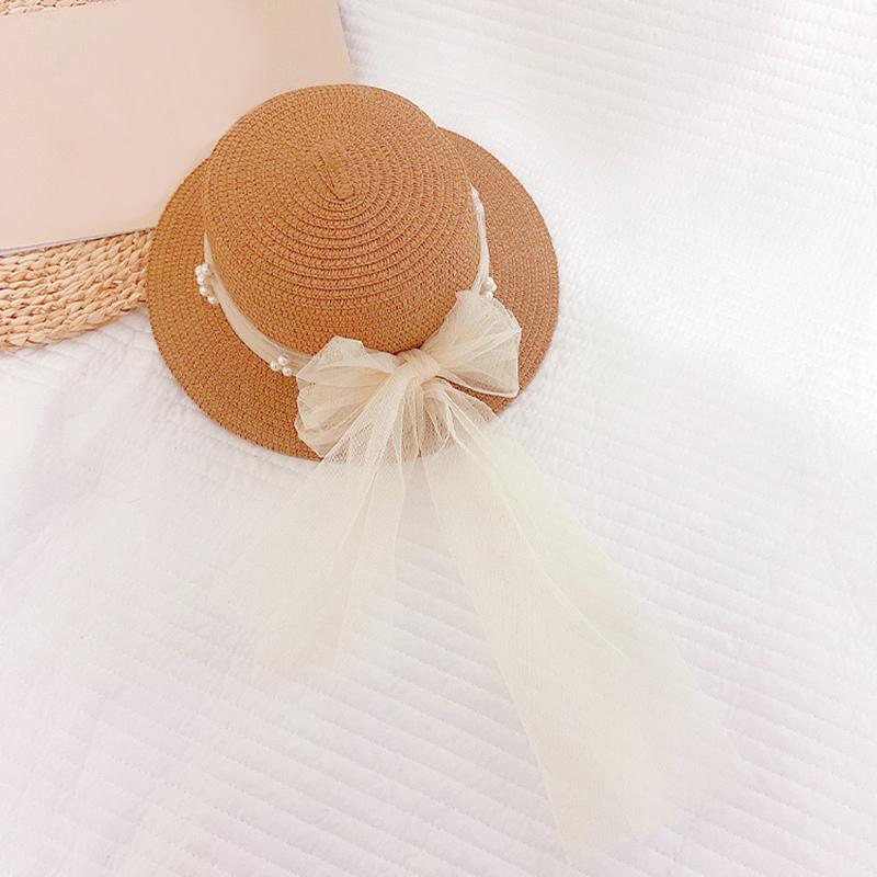 

Детские соломенные шляпы для девочек, солнцезащитные шляпы, украшения из пряжи с бантом и лентой L