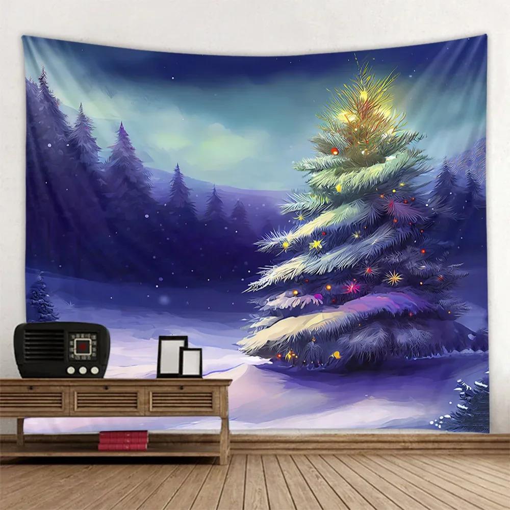 

Рождественский Зимний Снежный Лес Настенный Гобелен Рождественский Настенный Декор Дерево Настенный Декор Великолепная Рождественская Елка Камин Подарки 95x70cm