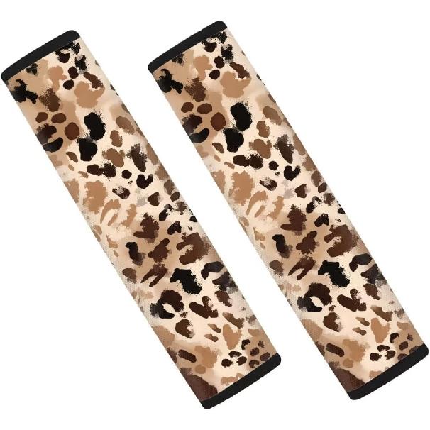 

Dreaweet Black Leopard Print Seatbelt Covers for Women Soft Seat Belt Cover Pad Cheetah Print Car Accessories Set of 2 Seatbelt Cushion Shoulder гепард цветной печати