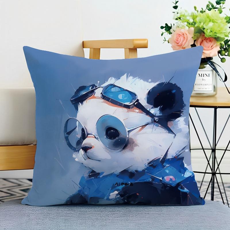 Cute Panda Print Decorative Pillowcase Bedroom Living Room Square Cushion Pillowcase