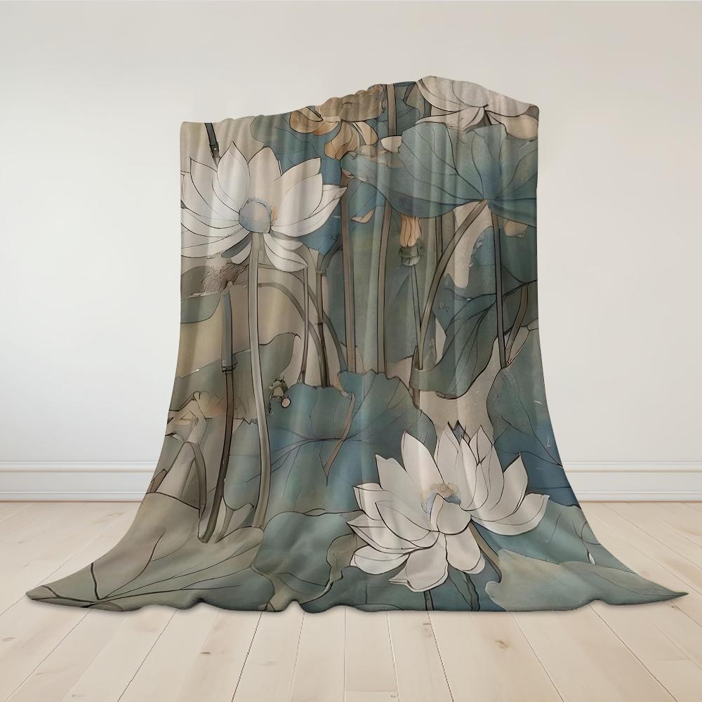 Lotus Haze Flannel Blanket Warm Soft Halloween Christmas Couch Warm Cozy Decorative Decor Gift for All Season