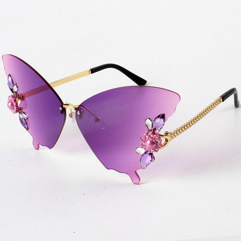 Luxury Butterfly Sunglasses Women Brand Y2k Vintage Rimless Oversized Sun Glasses Ladies Eyewear Gafas De Sol Gothic