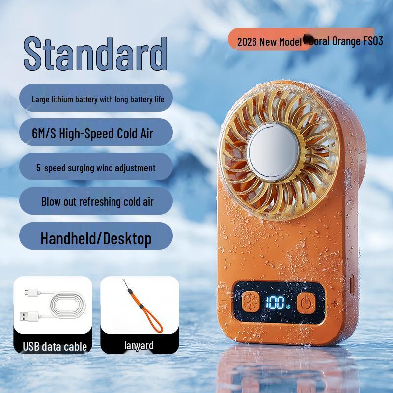 Ice Pack Portable USB Handheld Fan - Strong Wind Cooling for Outdoors