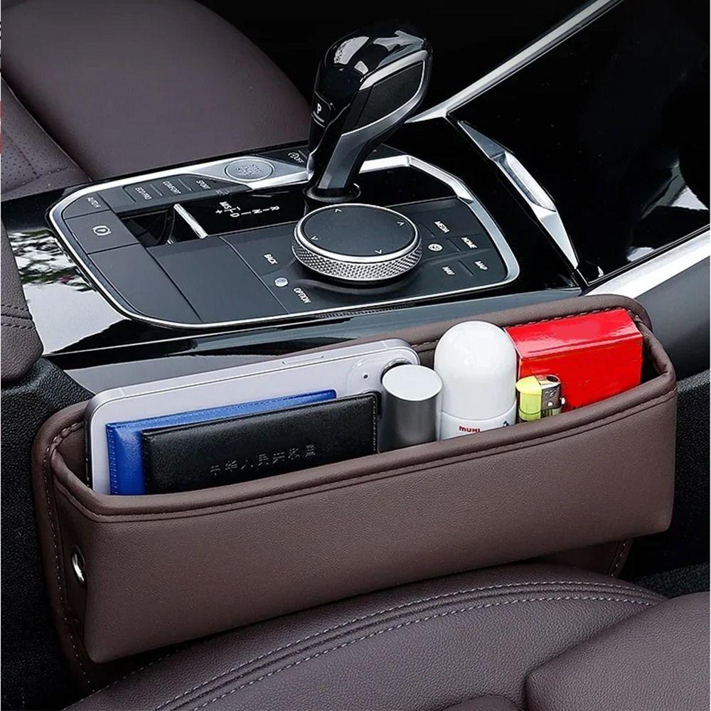 

Simple Car Interior Storage Pocket PU Leather Car Seat Gap Filler Glasses Storage коричневый