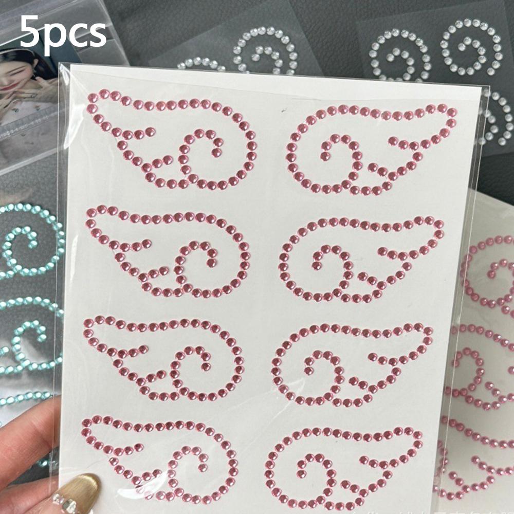 5sheets 3D Acrylic Angel Wings Crystal Stickers Wings Rhinestone Stickers For DIY Sparkly Scrapbooking Stickers Self Adhesive