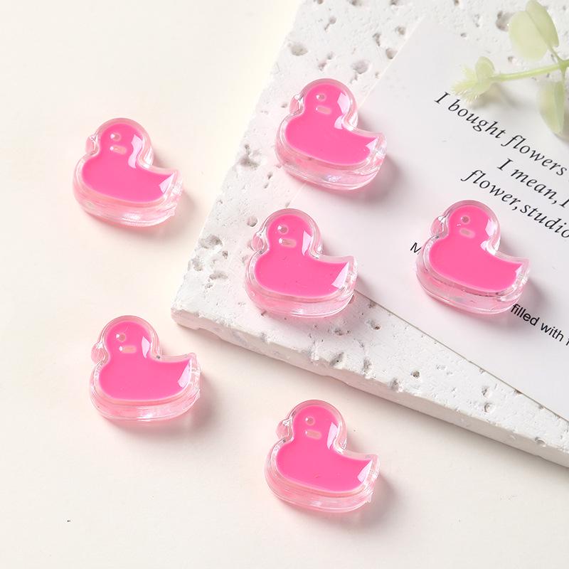 

Acrylic Beaded Cartoon Yellow Duck Hair Ties & Phone Chain DIY Accessories 23x21x9mm (3mm hole, single bead 2.7g) рожевий